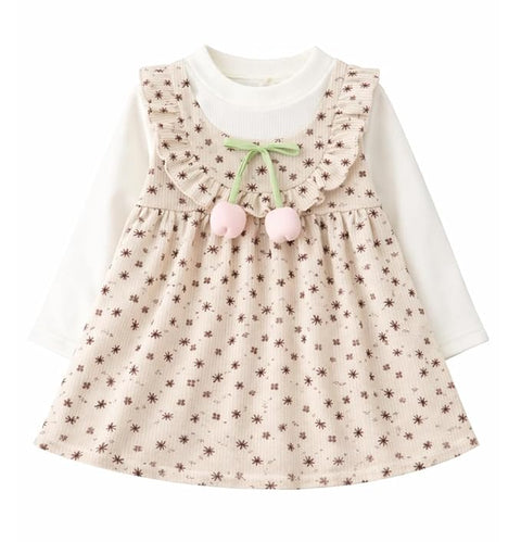 Baby Girls Floral Corduroy Full Sleeve Dress
