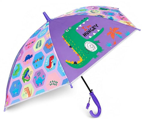 Kids Colorful Dinosaur Rain Umbrella with Whistle Keychain