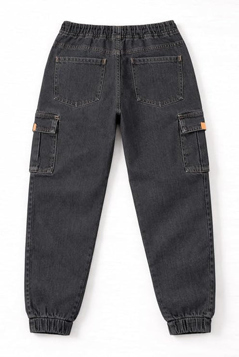 Kid's Trendy Cool Washed Casual Denim Jeans Pant with Elasticated Waistband