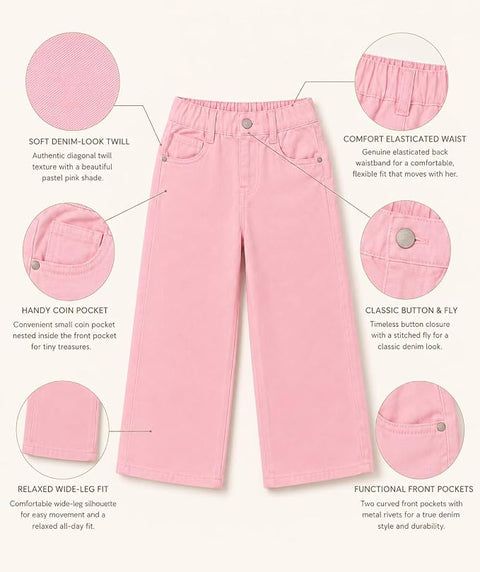 Girls Cotton Twill Wide Leg Pants