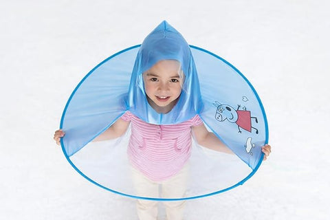 Kids Portable Foldable Hands-Free Waterproof Cute Cartoon Umbrella Hat Raincoat