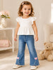Girls Butterfly Embellished Flared Denim Jeans