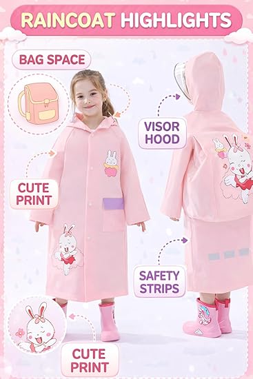 Kids Pink Bunny Raincoat