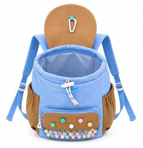 Kids Waterproof Pom Pom Backpack School Bag