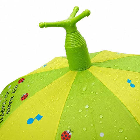 Kids Frog Print Rain Umbrella with Built-in Cover & Stand
