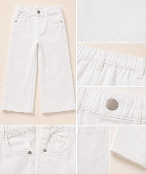 Girls Cotton Twill Wide Leg Pants