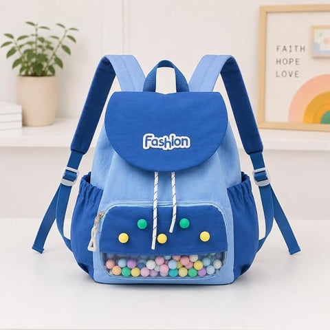 Kids Waterproof Pom Pom Backpack School Bag