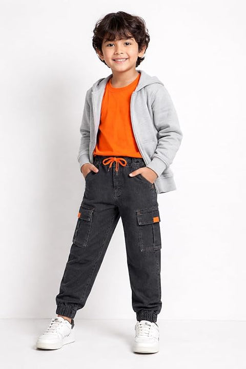 Kid's Trendy Cool Washed Casual Denim Jeans Pant with Elasticated Waistband