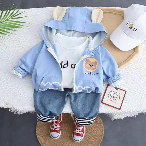 Cartoon Lion 3D Patch 3-Piece Winter Party Dress for Kids
