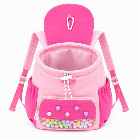 Kids Waterproof Pom Pom Backpack School Bag