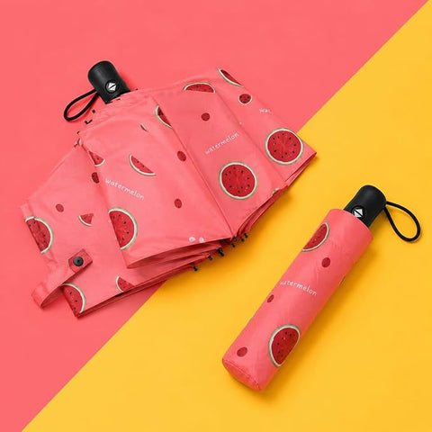 Adult's Watermelon Print 3 Fold Auto Open Close Umbrella for Sun & Rain