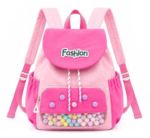 Kids Waterproof Pom Pom Backpack School Bag