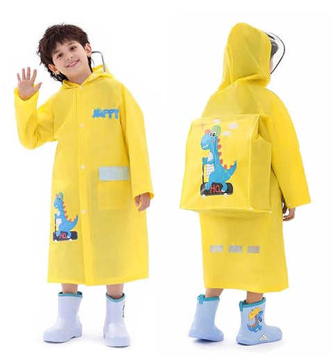 Kids Yellow Dino Raincoat