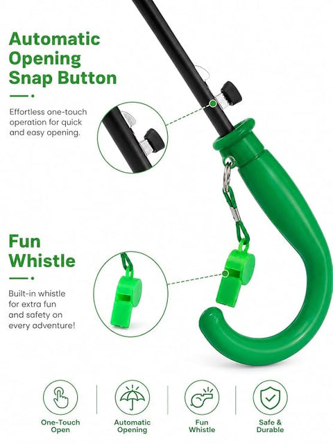 Kids Auto Open Clear Dinosaur Umbrella with Whistle