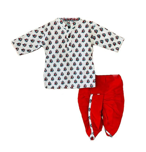 Printed Cotton Kurta with Dhoti Pants Set for Infant Toddler Little Boys