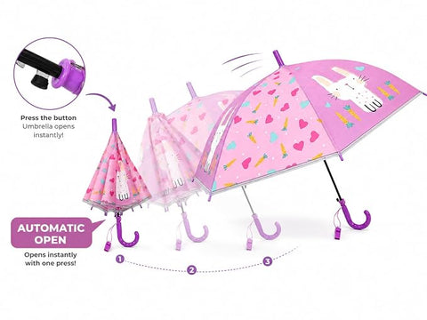 Kids Auto Open Cartoon Rain Umbrella