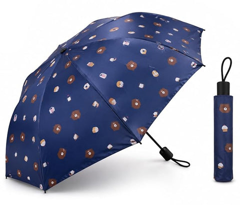 Bear Print 3 Fold Rain Umbrella | Travel Umbrella wid Cover