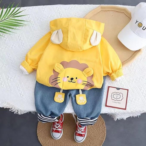 Cartoon Lion 3D Patch 3-Piece Winter Party Dress for Kids