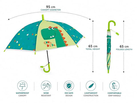 Kids Auto Open Dinosaur Rain Umbrella