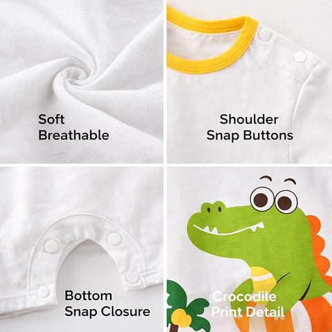 Half Sleeve Pure Cotton Cartoon Printed Onesie Romper Bodysuit for Newborn to Infant Kids