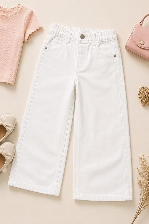 Girls Cotton Twill Wide Leg Pants
