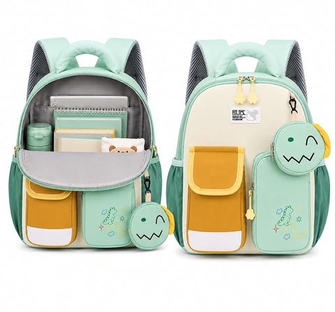 Kids Dino & Bunny School Bag Backpack with Coin Purse
