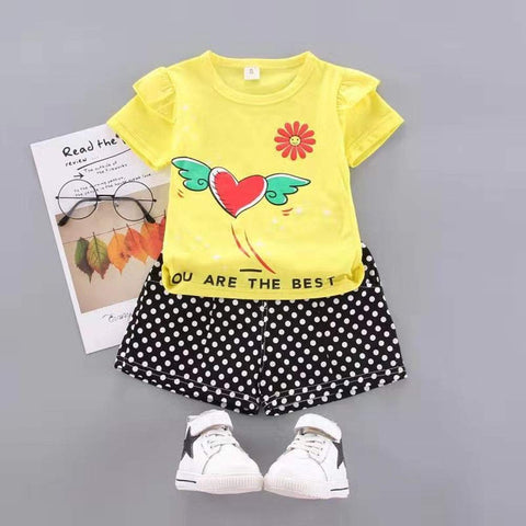 Summer Heart Polka Dot Print Top and Shorts Set for Baby Girl