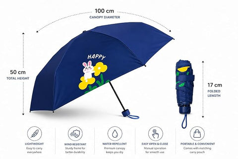 Bunny 5 Fold Compact EVA Umbrella with Carry Cover