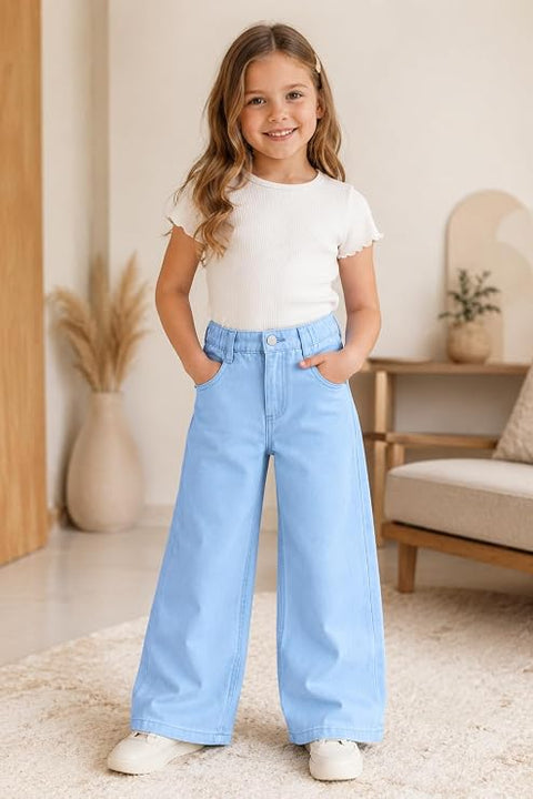 Girls Cotton Twill Wide Leg Pants