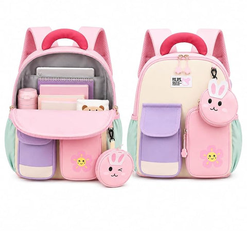 Kids Bunny School Bag Backpack with Coin Purse