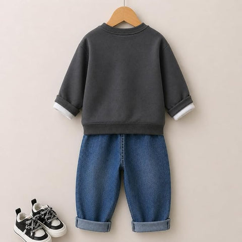 Boys Graphic Sweatshirt & Denim Jeans Co-ord Set