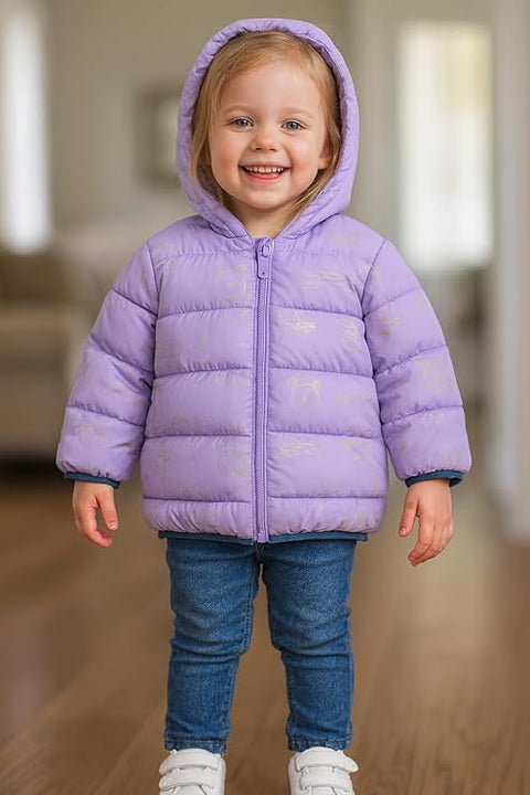 Lavender Hooded Puffer Jacket for Kids