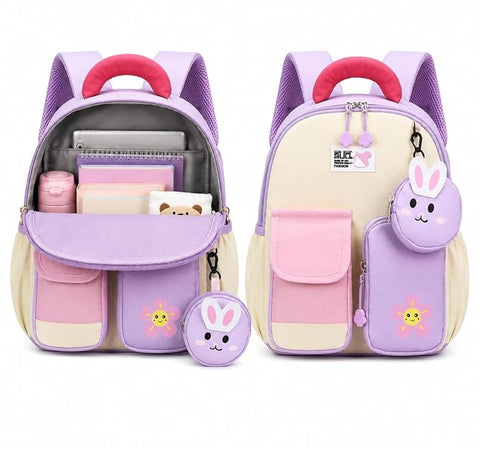 Kids Dino & Bunny School Bag Backpack with Coin Purse