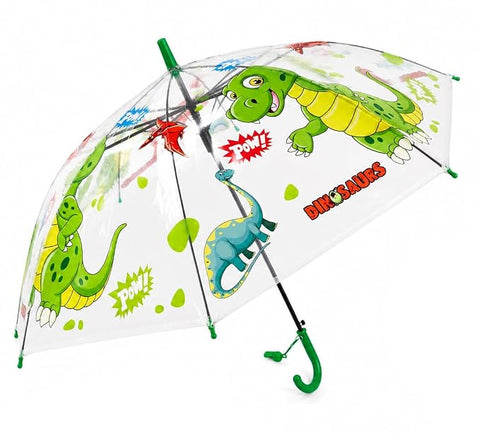 Kids Auto Open Clear Dinosaur Umbrella with Whistle