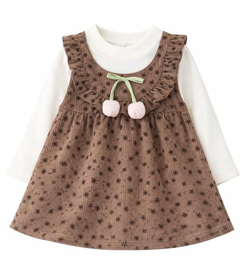 Baby Girls Floral Corduroy Full Sleeve Dress