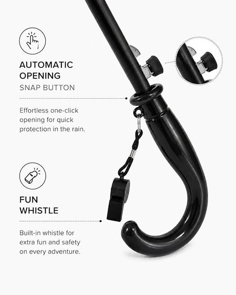 Kids Auto Open Clear Panda Umbrella with Whistle