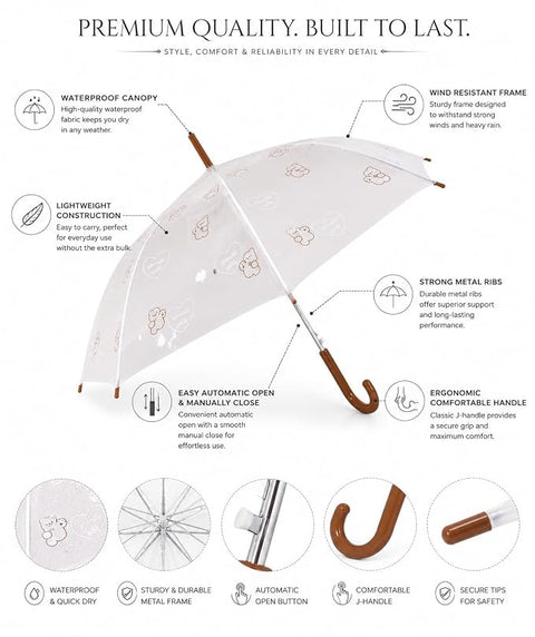 Minimalist Heart Cute Print J Handle Stick Umbrella
