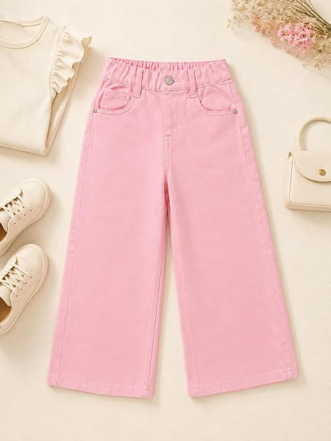 Girls Cotton Twill Wide Leg Pants