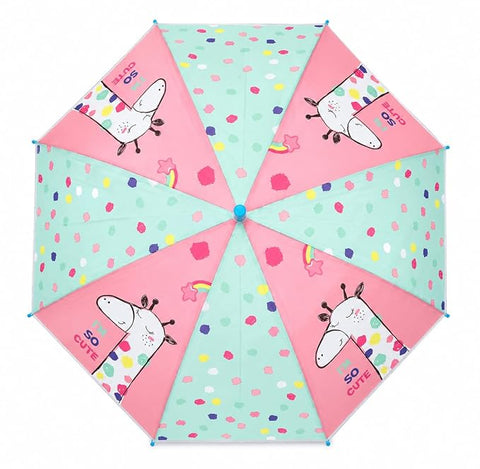 Kids Auto Open Giraffe Rain Umbrella