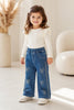 Embellished Wide Leg Studded Denim Jeans for Girls