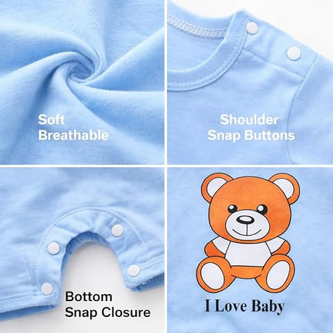 Half Sleeve Pure Cotton Cartoon Printed Onesie Romper Bodysuit for Newborn to Infant Kids