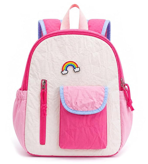 Waterproof Crinkle Rainbow School Bag Backpack for Girl Boy