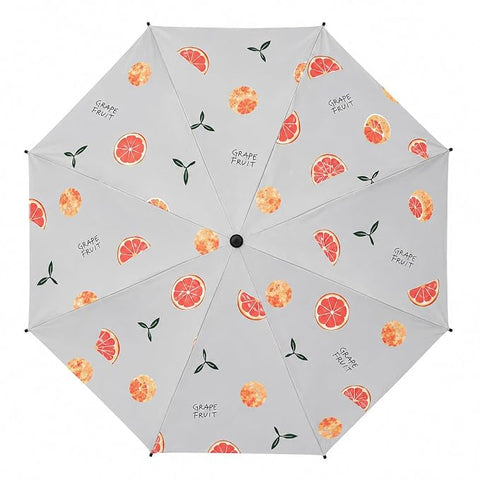 Adult's Grape Fruit Print 3 Fold Auto Open Close Umbrella for Sun & Rain