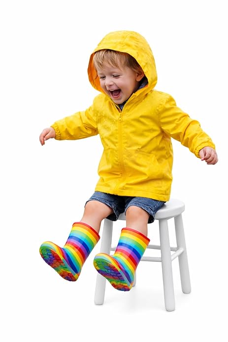 Kids Rainbow Stripe Rain Boots