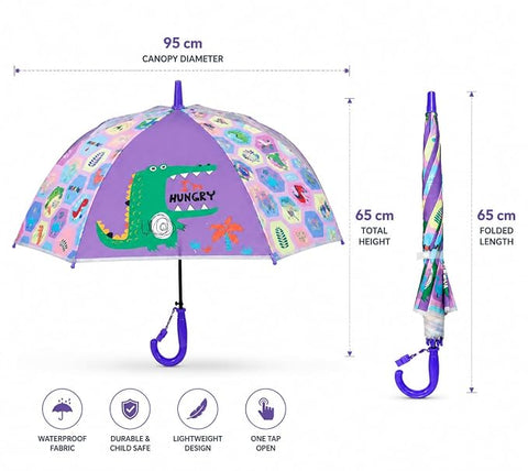 Kids Colorful Dinosaur Rain Umbrella with Whistle Keychain