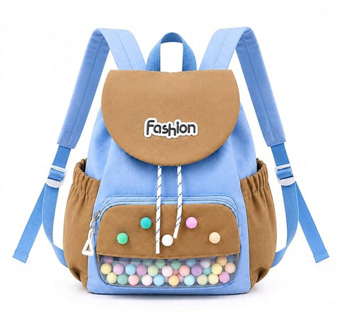 Kids Waterproof Pom Pom Backpack School Bag