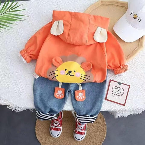 Cartoon Lion 3D Patch 3-Piece Winter Party Dress for Kids