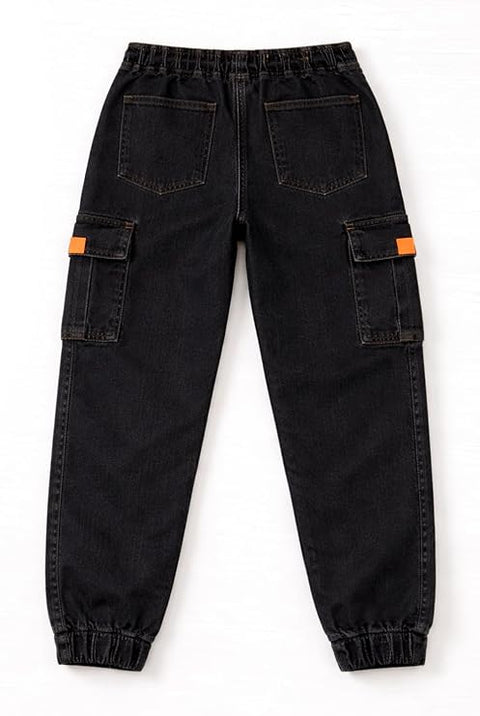 Kid's Trendy Cool Washed Casual Denim Jeans Pant with Elasticated Waistband