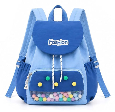 Kids Waterproof Pom Pom Backpack School Bag