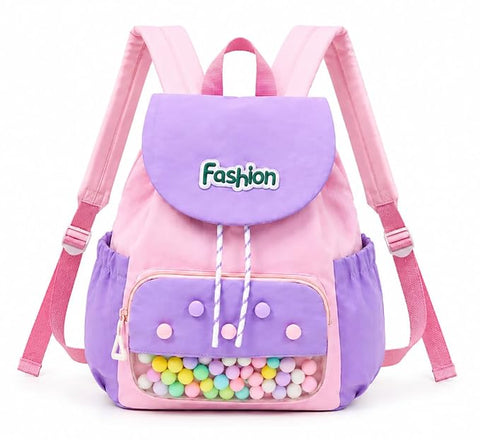 Kids Waterproof Pom Pom Backpack School Bag